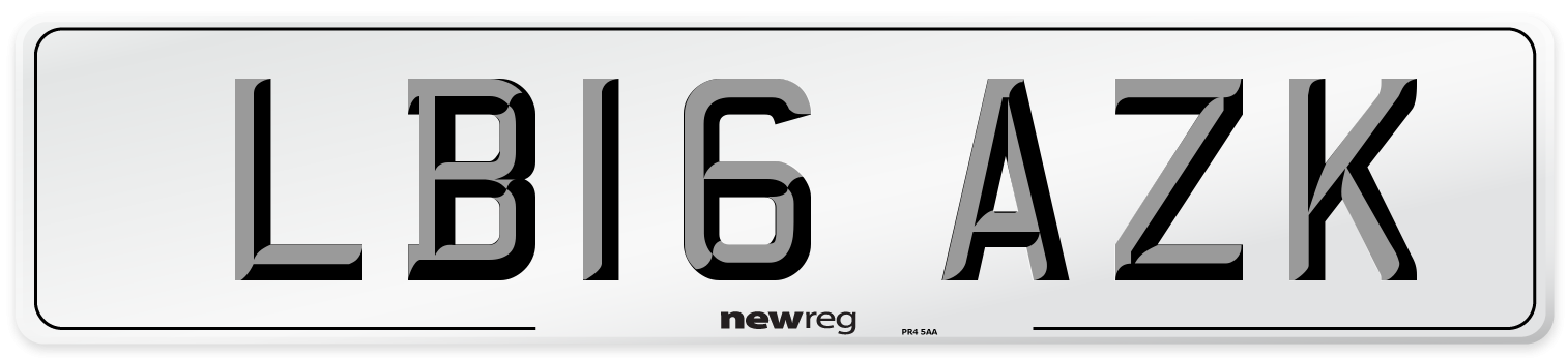 LB16 AZK Number Plate from New Reg